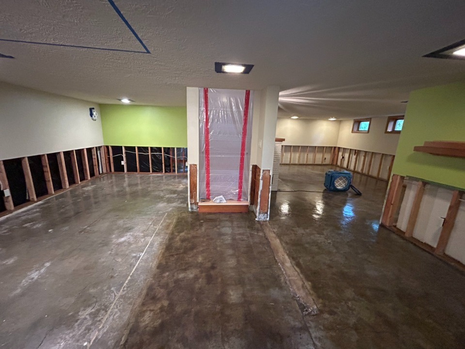 Flood damage restoration after severe weather event